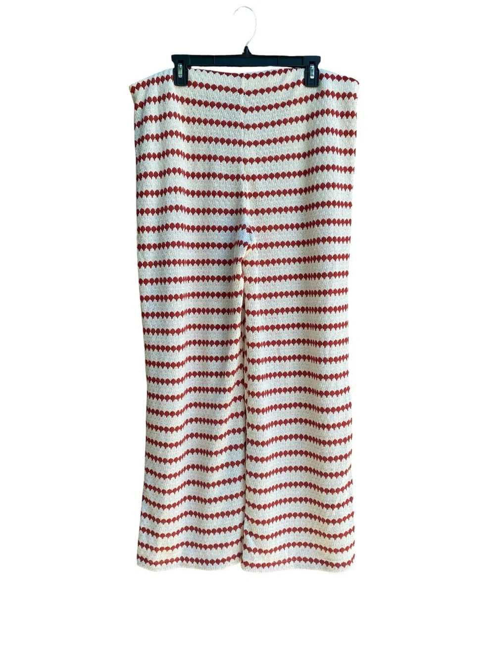 A New Day NWT Red and Cream Textured Jacquard Casual Pants Womens Size XL-Flaw